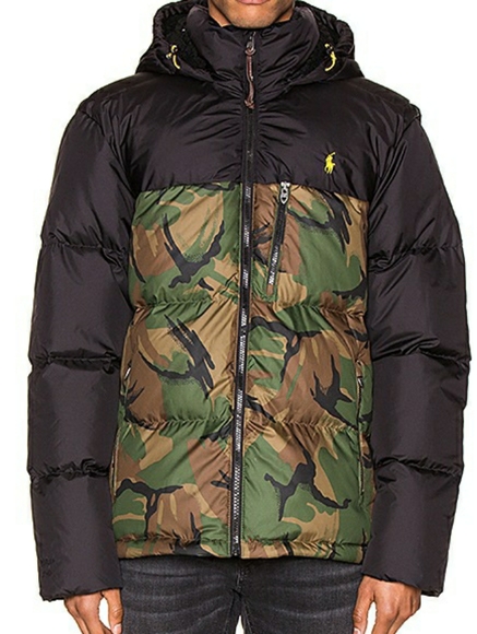 LARGE "Down"Jacket "RALPH LAUREN" BLK/CAMO/YLW - Picture 3 of 11